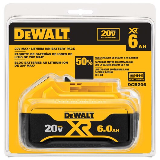 BATTERIE DEWALT DCB206 BLOC-PILE AU LITHIUM-ION 20V MAX XR (6.0AH)